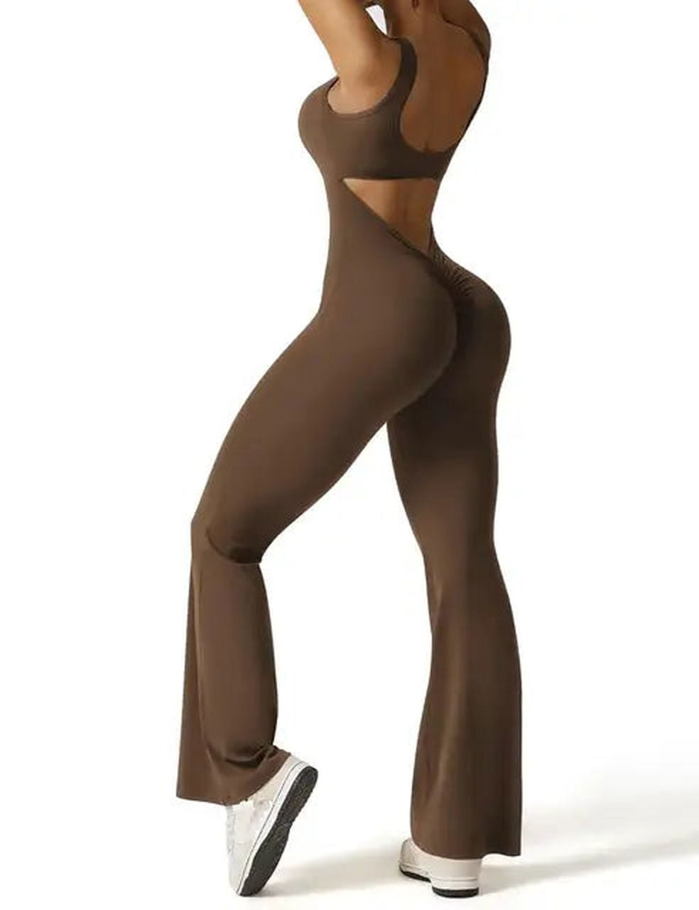 VogueFlare - V-Back Flared Viral Backless Jumpsuit - luvinly