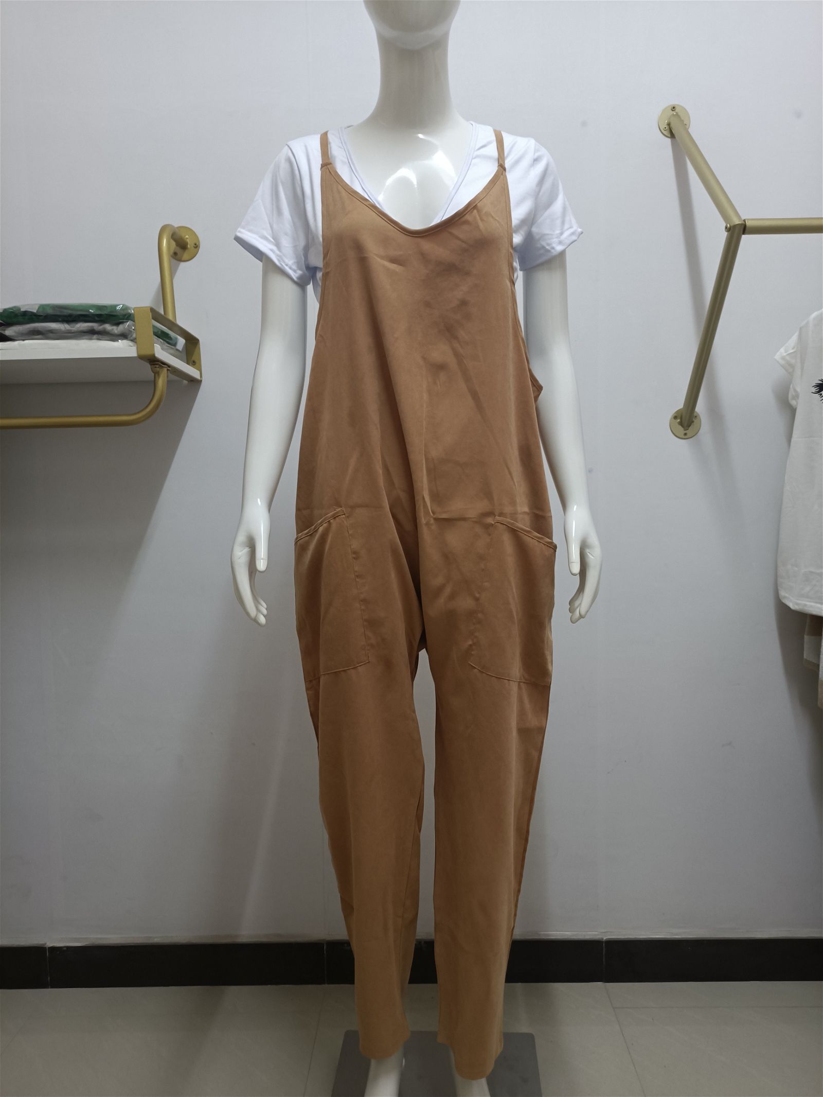 Wide Leg Solid Colored Jumpsuits - luvinly