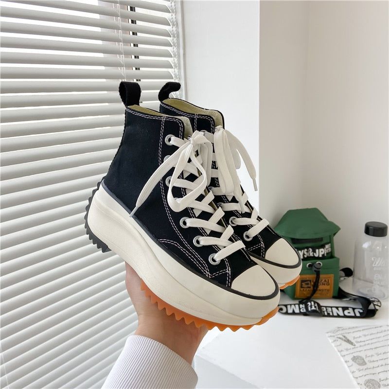 Women's High Top Canvas Trainers - luvinly