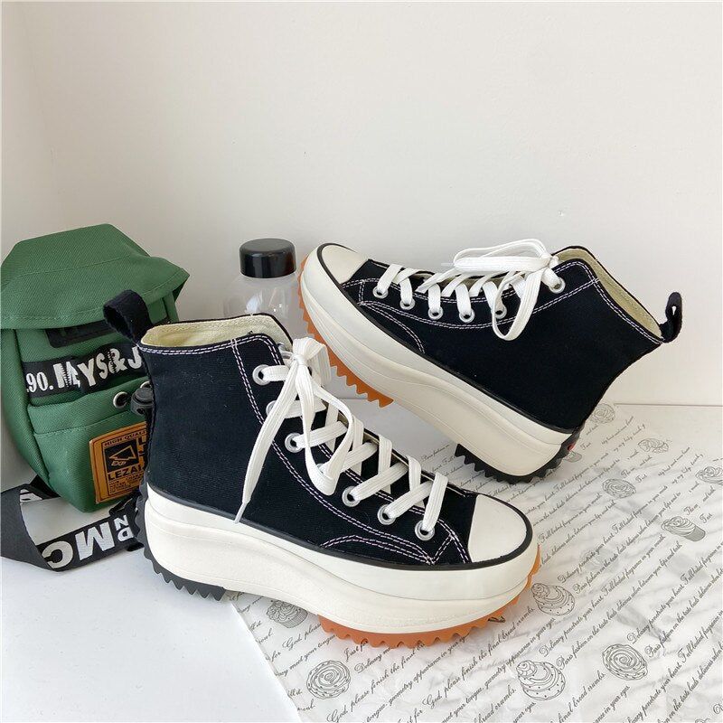 Women's High Top Canvas Trainers - luvinly