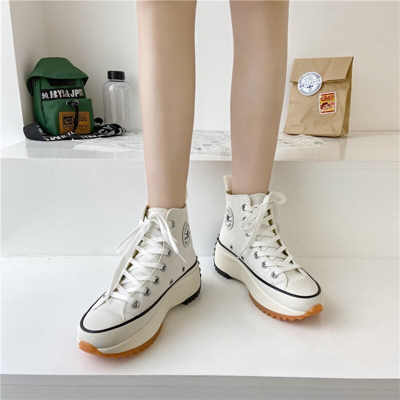 Women's High Top Canvas Trainers - luvinly