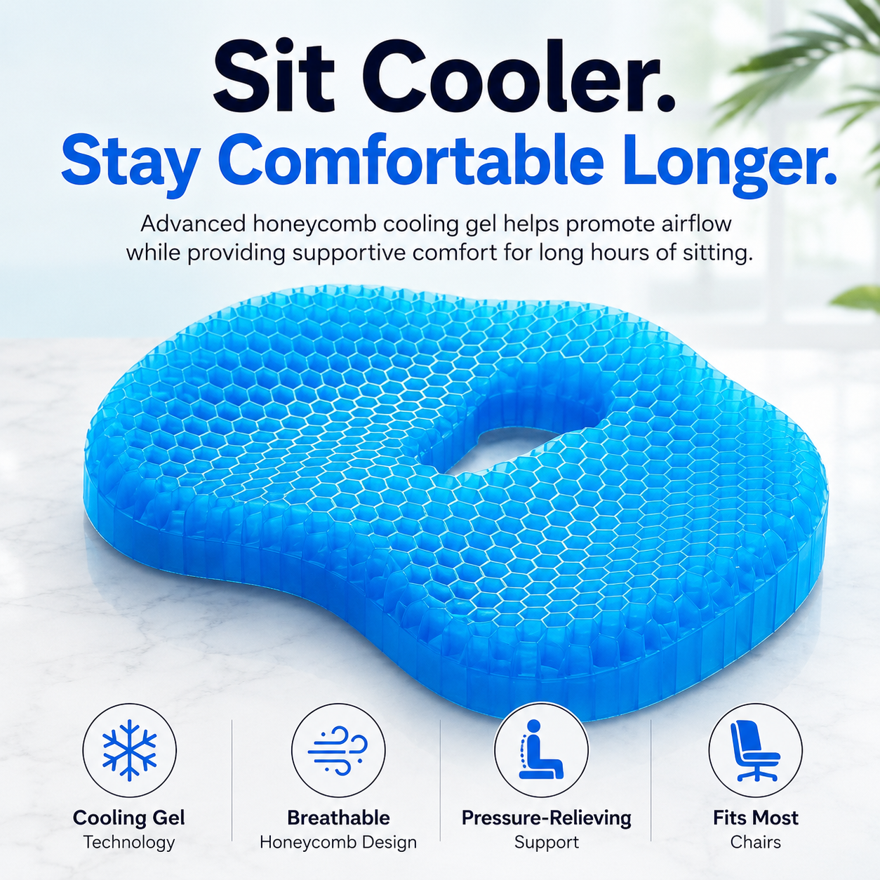 Luvinly Comfort Seat Cushion -Jelly Honeycomb Cooling  Pad