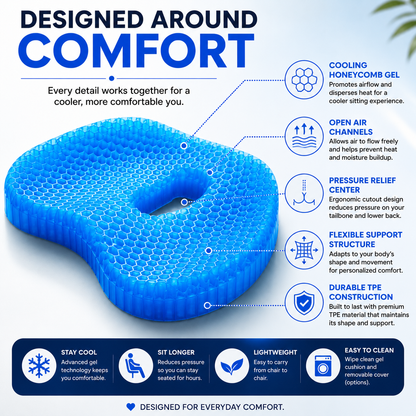 Luvinly Comfort Seat Cushion -Jelly Honeycomb Cooling  Pad
