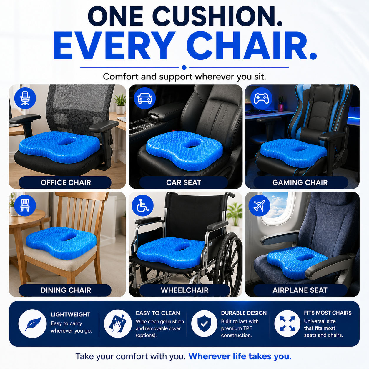 Luvinly Comfort Seat Cushion -Jelly Honeycomb Cooling  Pad